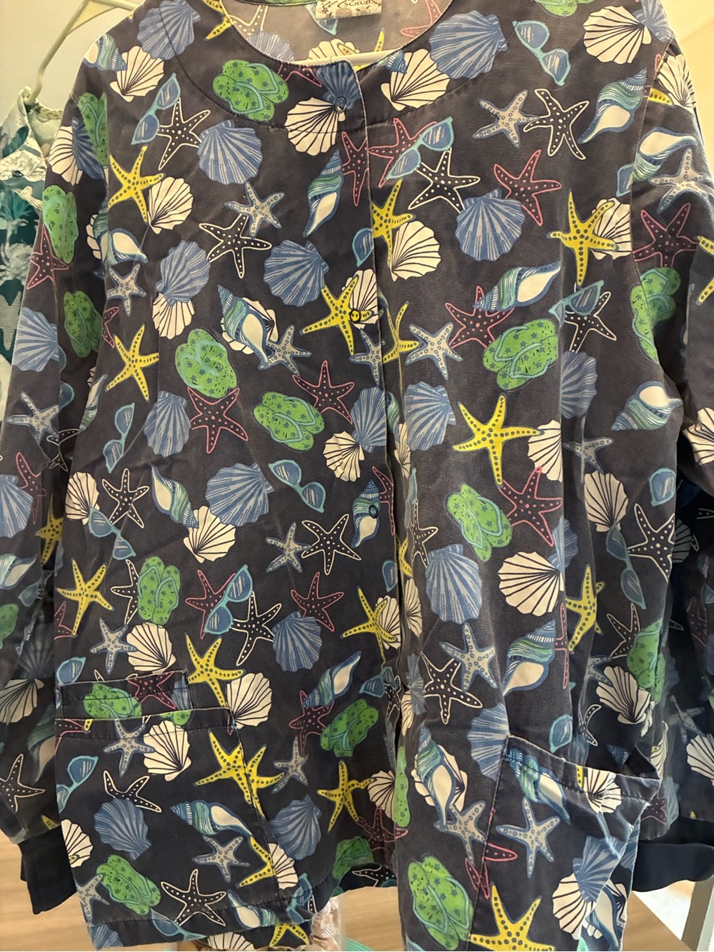 Women's Blue Patterned Button-Front Jacket — - Picture 5 of 9
